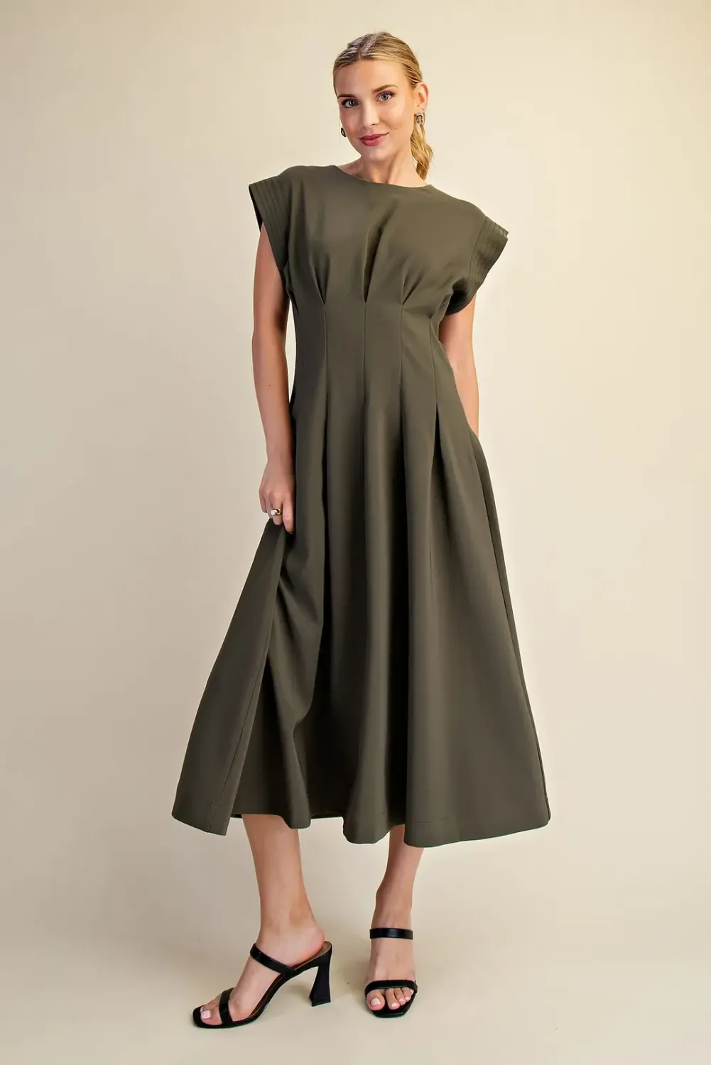 Tabitha Midi Dress, Color: Olive, Size: Small