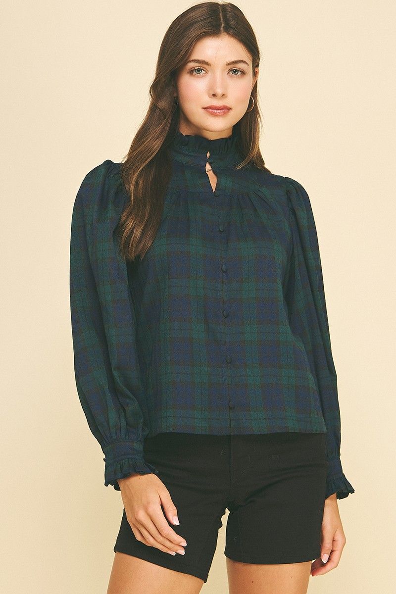 Daniella Shirt, Color: Navy/Green, Size: Small