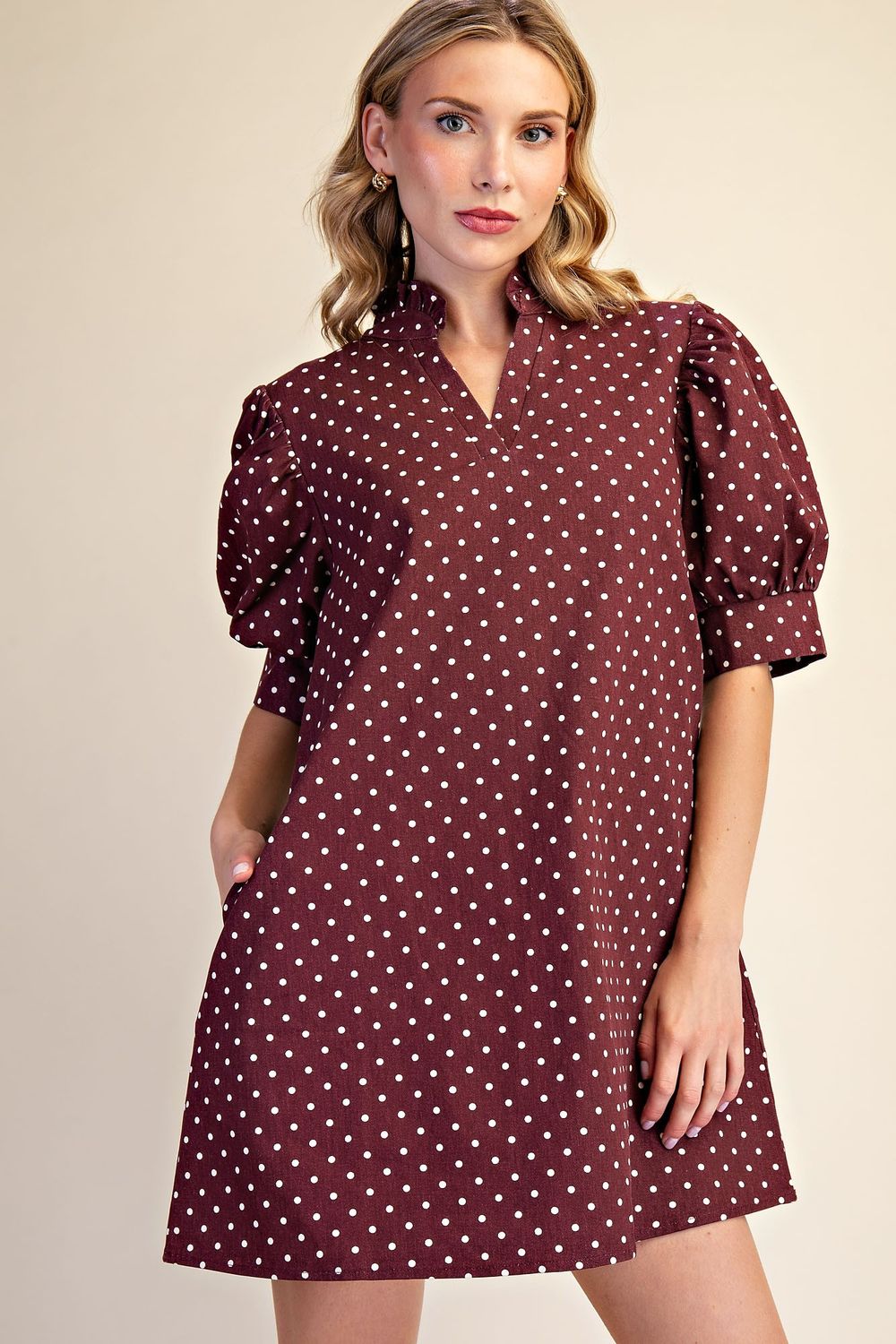Kimbry Mini Dress, Color: Burgundy, Size: Small