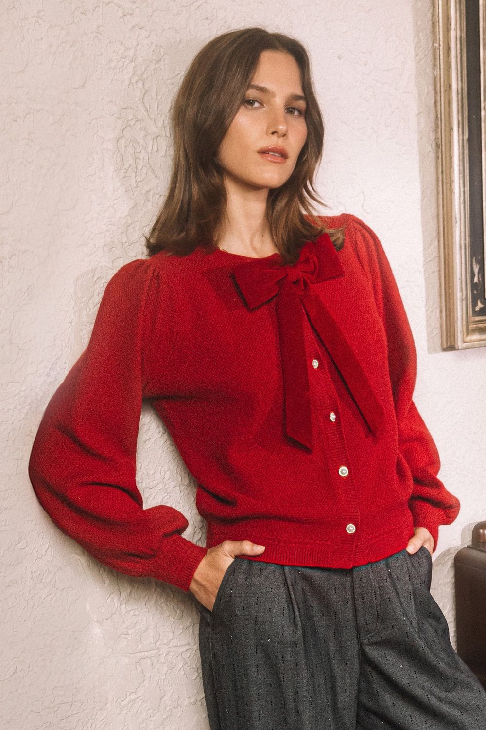 Erin Cardigan, Color: Red, Size: XS