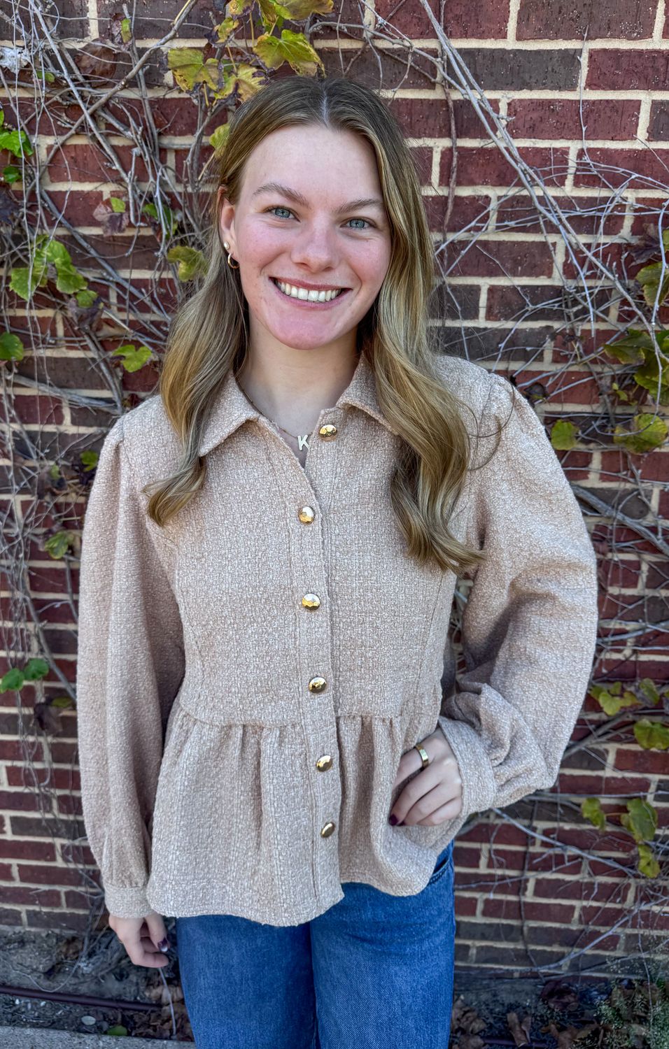 Poppy Peplum Jacket, Color: Tan, Size: Small