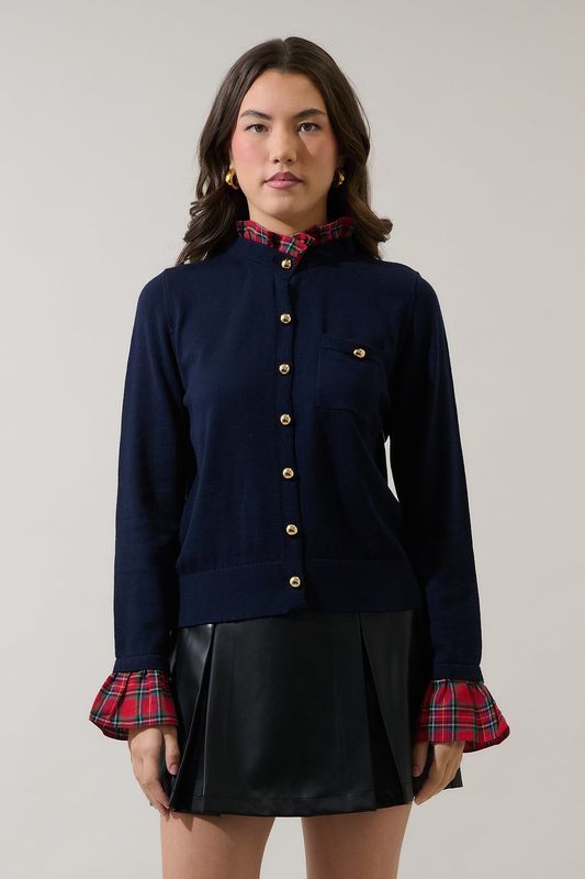 Deserie Plaid Cardigan