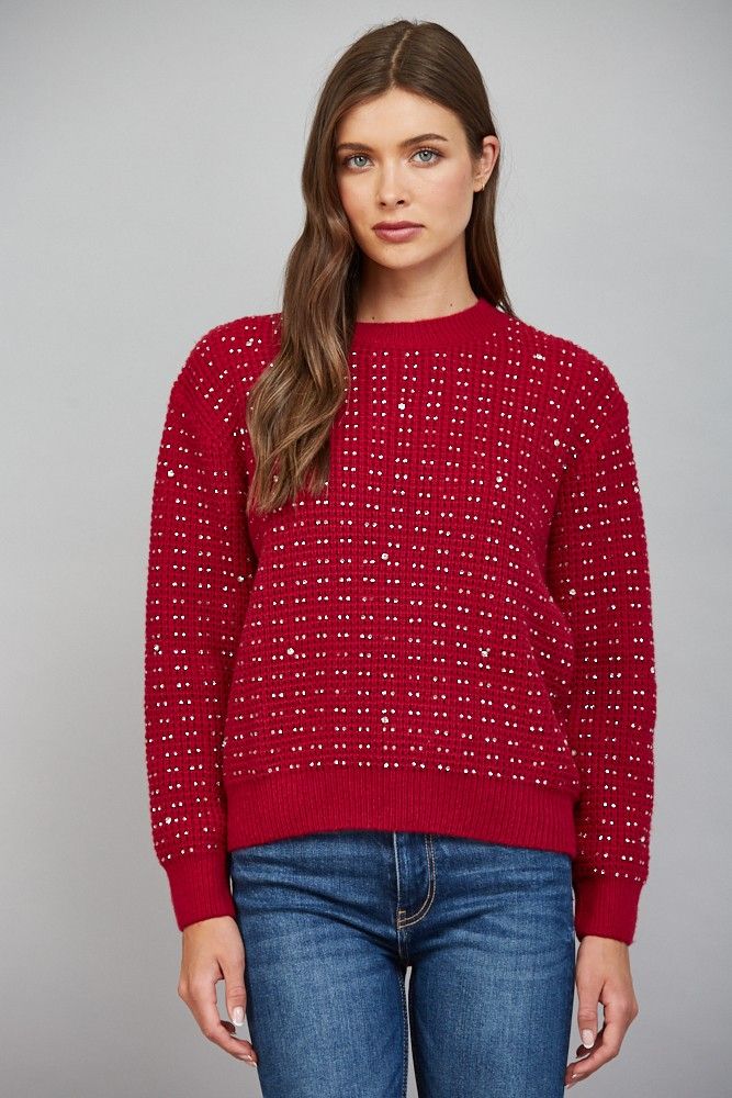 Elyse Sweater, Color: Wine Red, Size: Small