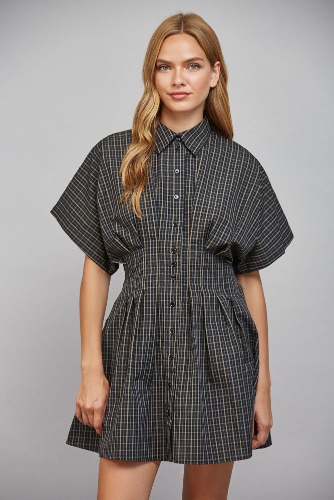 Laurel Plaid Dress, Color: Black Multi, Size: Small