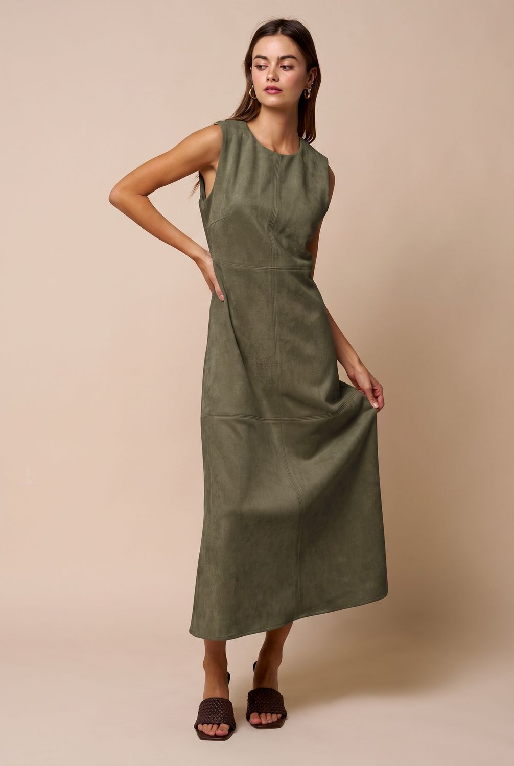 Camille Maxi Dress, Color: Olive, Size: Small