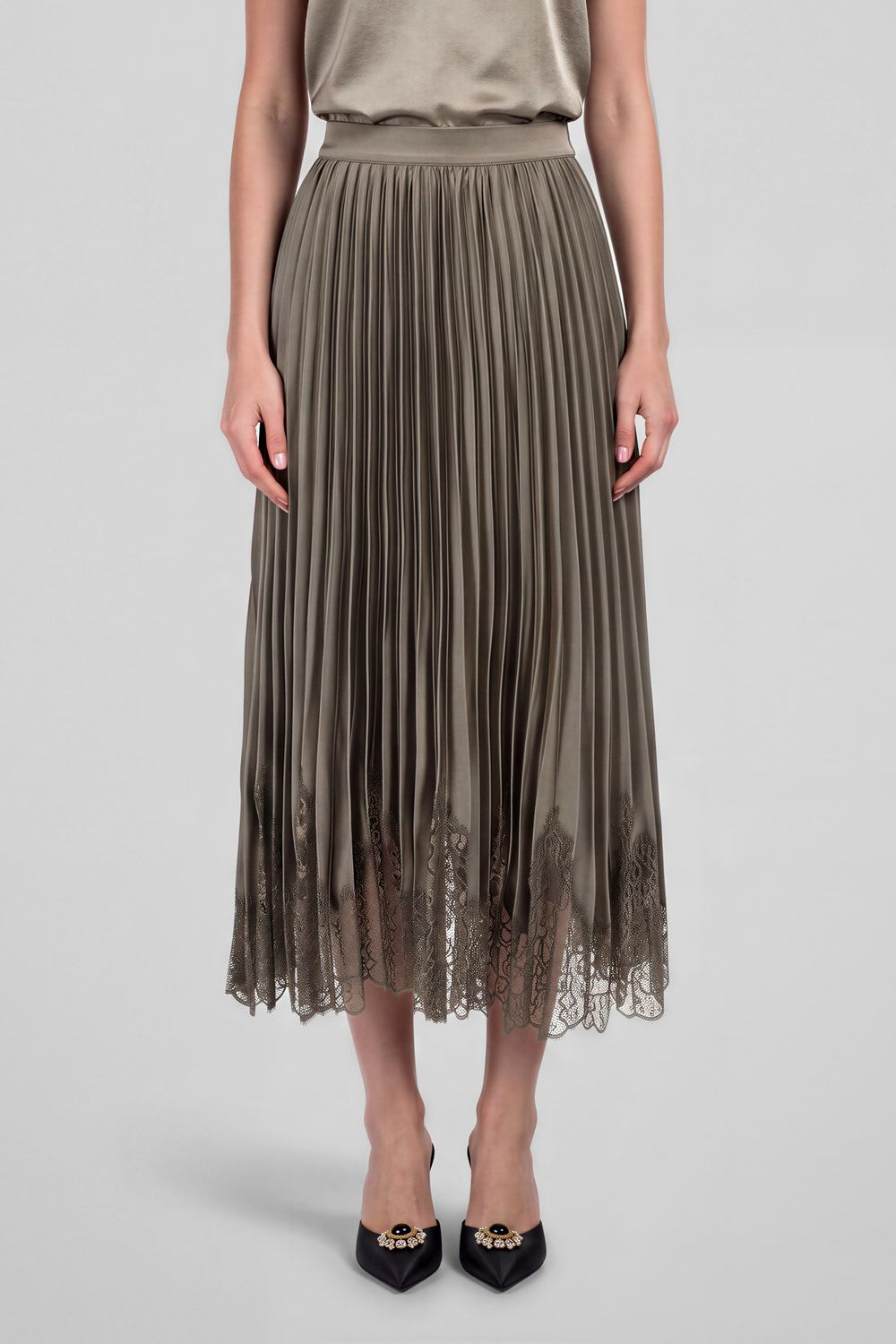 Danielle Midi Skirt, Color: Taupe Grey, Size: XS