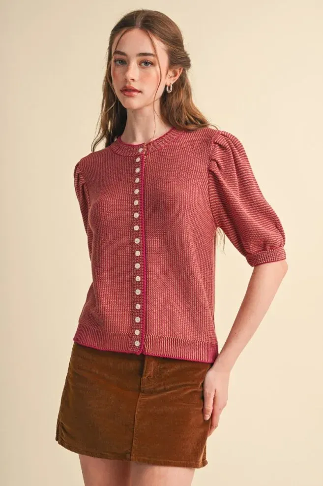 Lila Blouse, Color: Fuchsia Lime, Size: Small