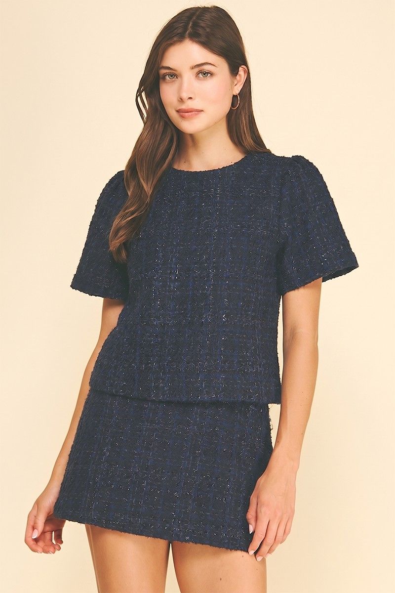 Holly Tweed Top, Color: Tweed, Size: Small