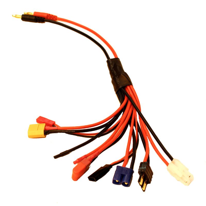 RCE1624 Racers Edge 8-Function Charge Adapter to Male 4mm Bullets-300mm Wire