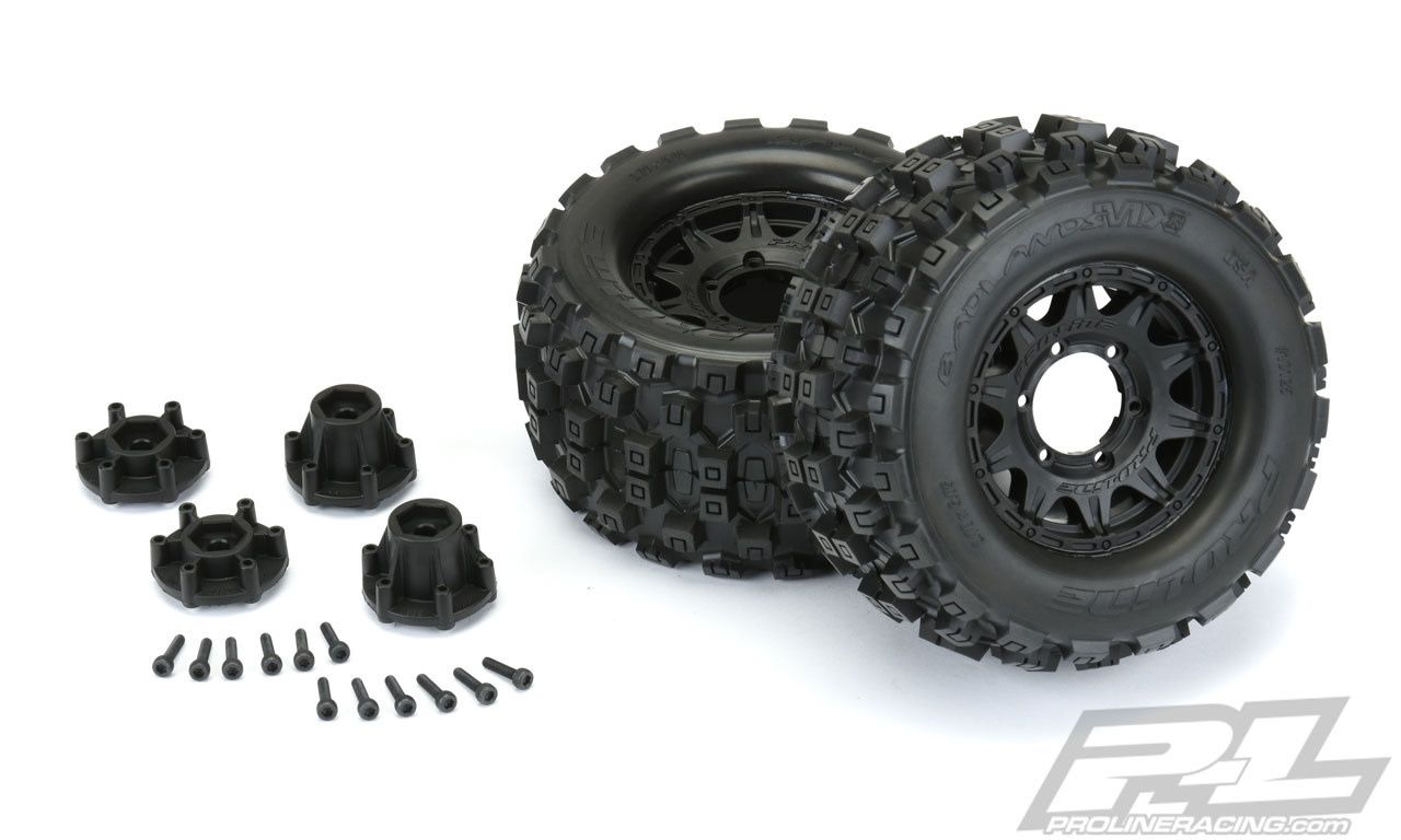 PRO10125-10 Pro-Line Racing Badlands MX28 2.8'' All Terrain Tires Mounted on Raid Black Wheels (1 pair)