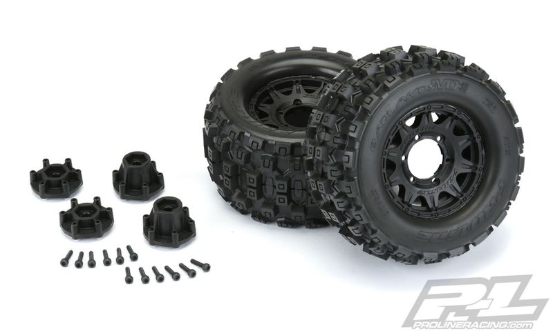 PRO10125-10 Pro-Line Badlands MX28 2.8'' All Terrain Tires Mounted on Raid Black Wheels (1 pair)