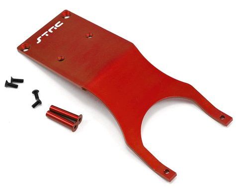 SPTST5837R ST Racing Concepts CNC Machined Aluminum Front Skid Plate set (w/steering posts) for Traxxas Slash (Red)