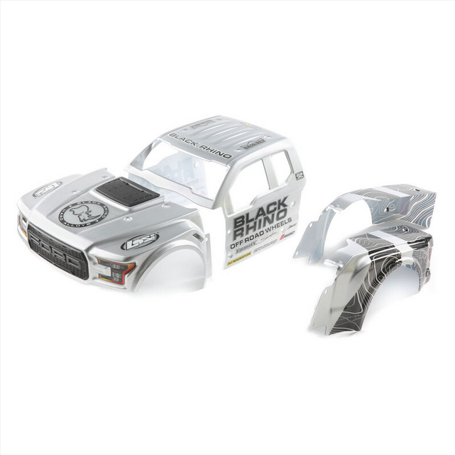 LOS230067 Losi Black Rhino Wheels Ford Raptor Body Set: Baja Rey