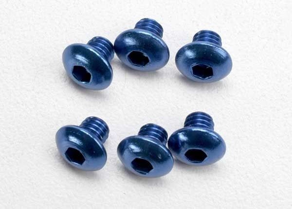 TRA3940 Traxxas Screws, 4x4mm button-head machine, aluminum (blue) (hex drive) (6)