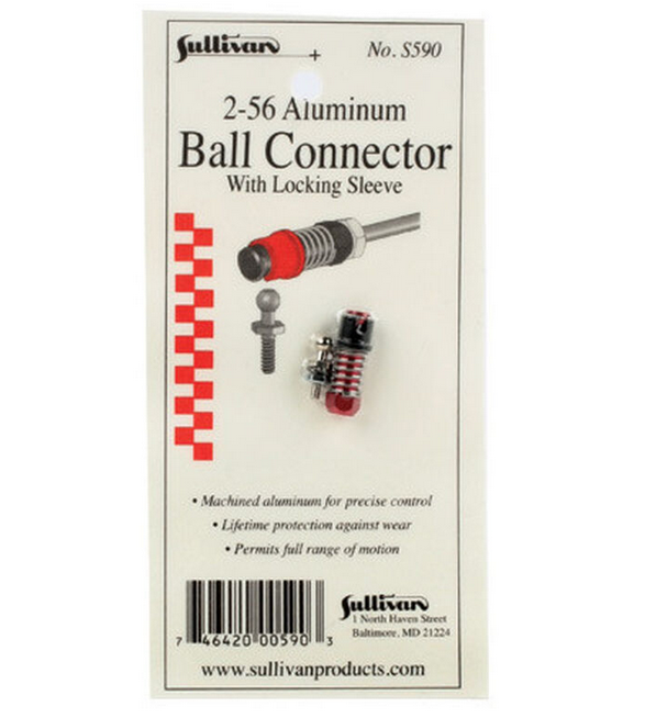 SUL590 Sulivan 2-56 Aluminum Ball Link With Locking Sleeve (Red)