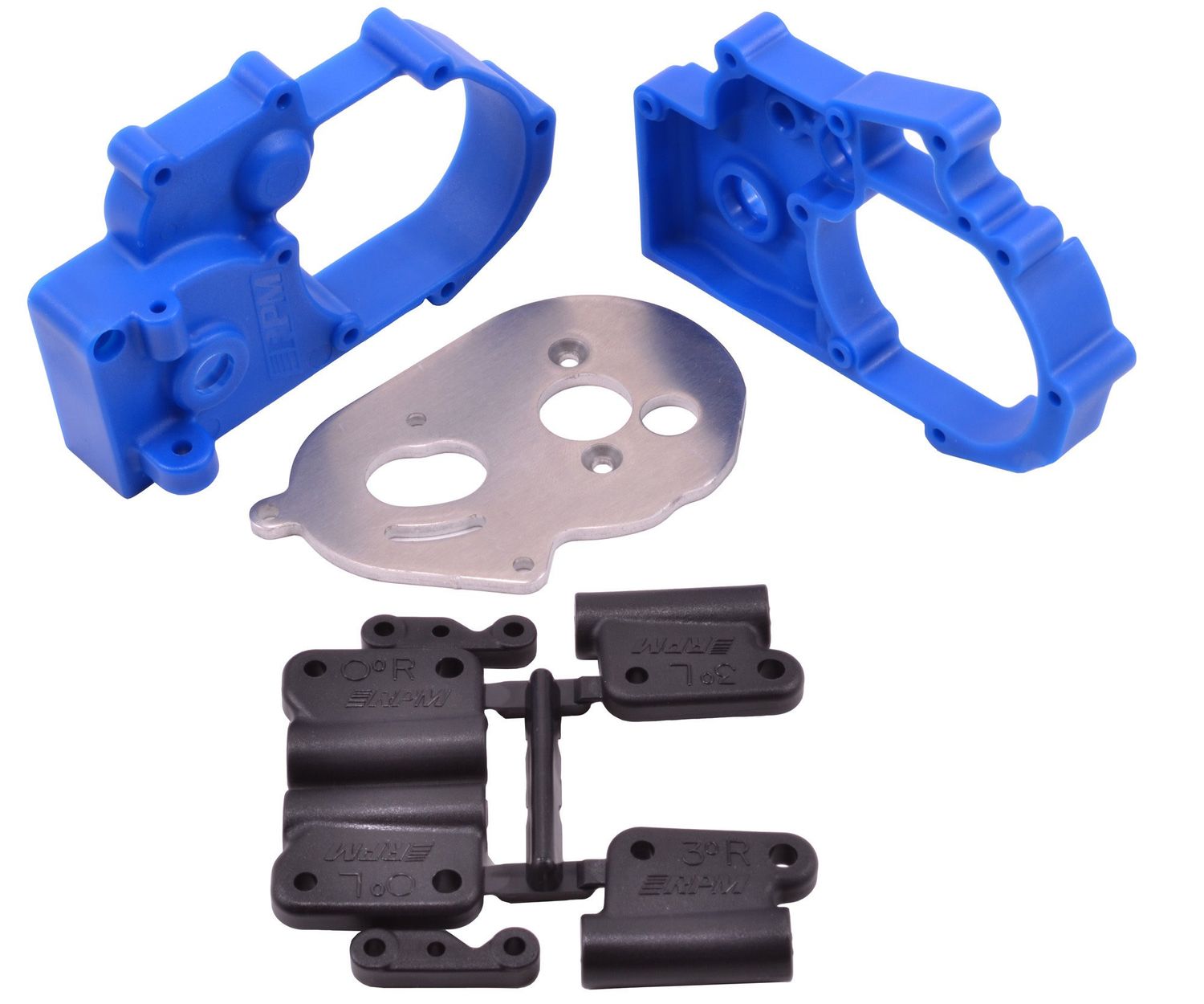 RPM73615 RPM Blue Gearbox Housing and Rear Mounts for Traxxas 2wd Vehicles