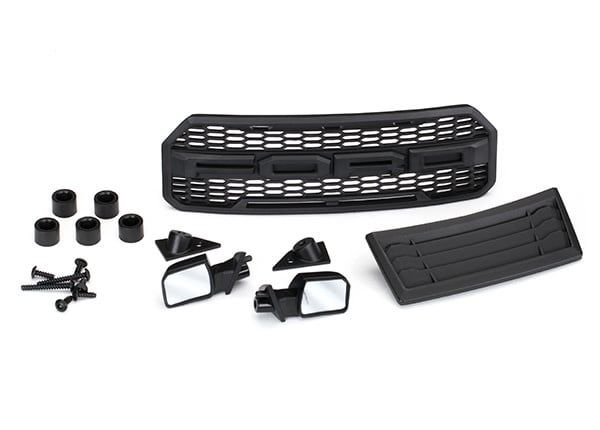 TRA5828 Traxxas Body accessories kit, 2017 Ford Raptor (includes grille, hood insert, side mirrors, & mounting hardware)