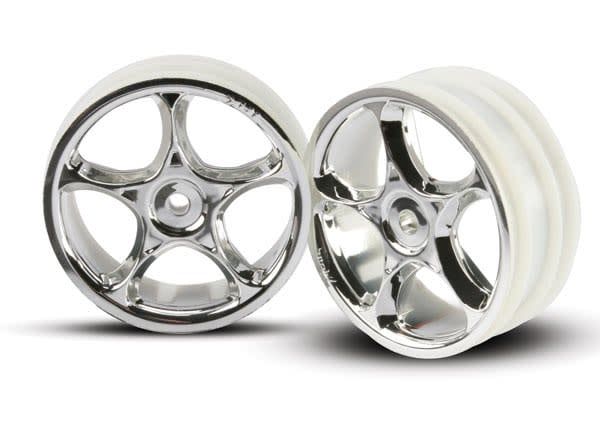 TRA2473 Traxxas Wheels, Tracer 2.2' (chrome) (2) (Bandit front)