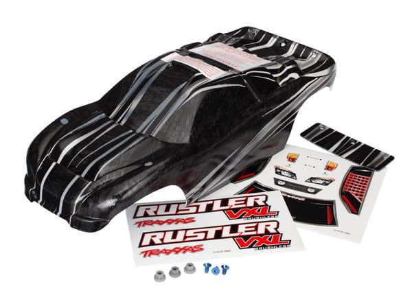 TRA3719 Traxxas Body, Rustler VXL, ProGraphix (replacement for the painted body. Graphics are printed, requires paint & final color application)/decal sheet/ wing and aluminum hardware TRA3719 Traxxas Body, Rustler VXL, ProGraphix (replacement for the painted body. Graphics are printed, requires paint & final color application)/decal sheet/ wing and aluminum hardware