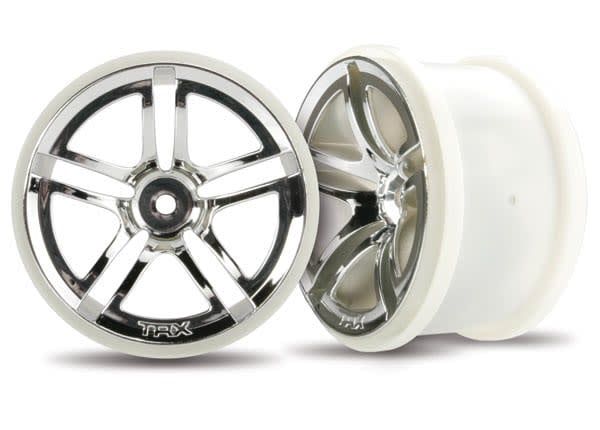 TRA3774 Traxxas Wheels, Twin-Spoke 2.8' (chrome) (2WD electric rear) (2)
