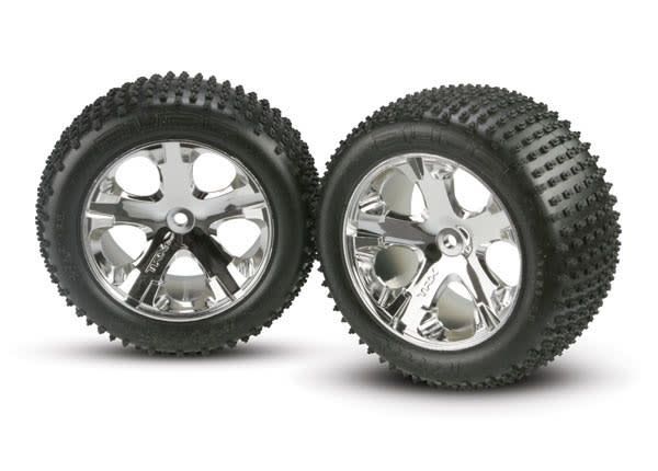 TRA3770 Traxxas Tires & wheels, assembled, glued (2.8') (All-Star chrome wheels, Alias tires, foam inserts) (2WD electric rear) (2)