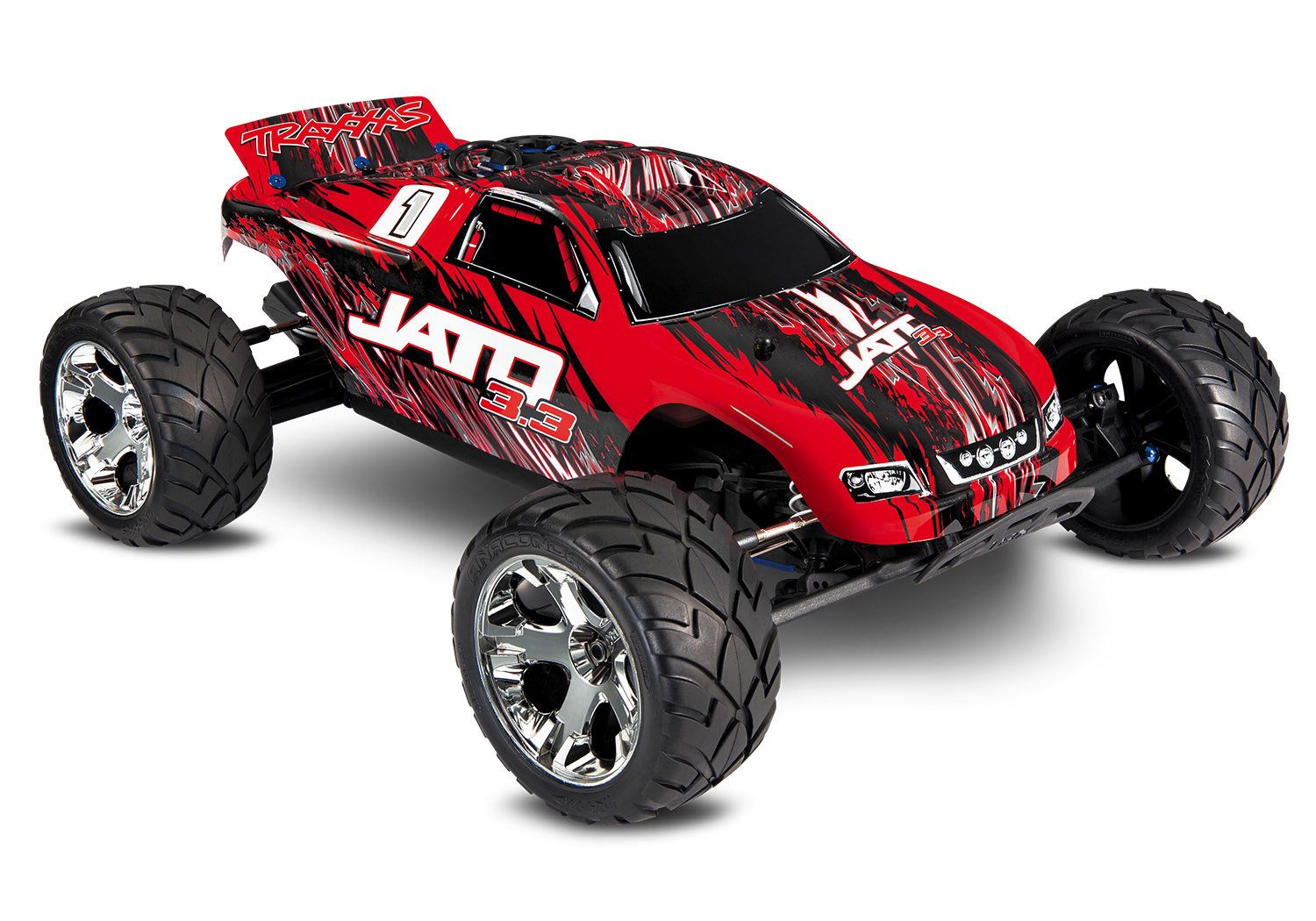 TRA55077-3 Traxxas Jato 3.3: 1/10 Scale 2-Speed Nitro-Powered 2WD Stadium Truck with TQi 2.4Ghz Radio System, Traxxas Link Wireless Module, And Traxxas Stability Management (TSM), Color: RedX