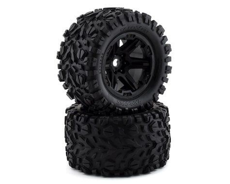 TRA8672 Traxxas Tires & wheels, assembled, glued (black wheels, Talon EXT tires, foam inserts) (2) (17mm splined) (TSM rated)