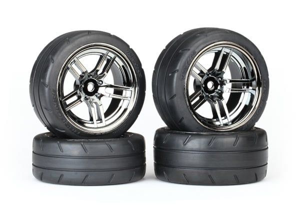 TRA8375 Traxxas 1.9 TRA8375 Traxxas 1.9" Black Chrome Wheels & Response Tires (4)