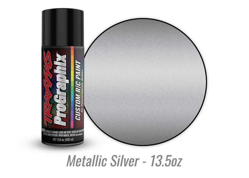 TRA5073X Traxxas Body paint, ProGraphix, metallic silver (13.5oz)