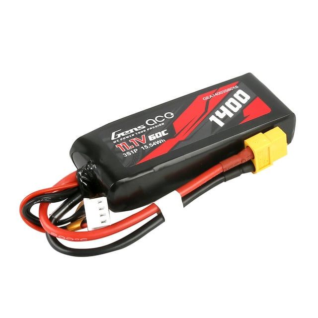 GEA14003S60X6 Gens Ace 1400mAh 11.1V 60C 3S1P Lipo Battery Pack with XT60 Plug GEA14003S60X6 Gens Ace 1400mAh 11.1V 60C 3S1P Lipo Battery Pack with XT60 Plug