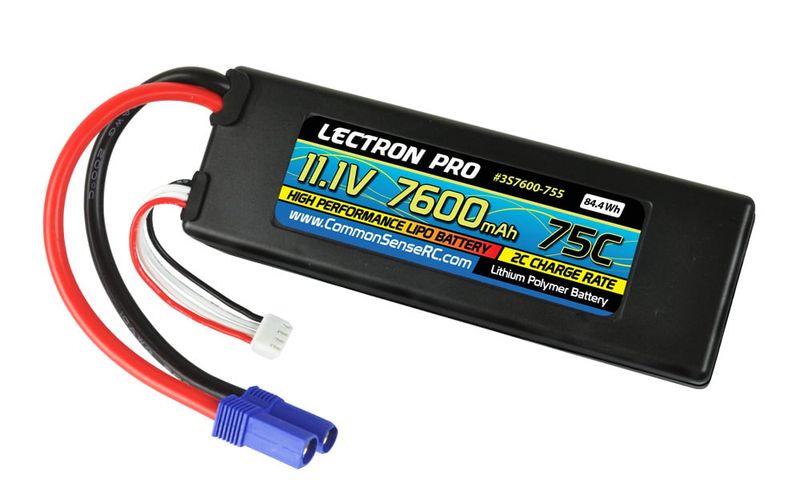 CSRC3S7600-755 Lectron Pro 11.1V 7600mAh 75C Hard Case Lipo Battery with EC5 Connector