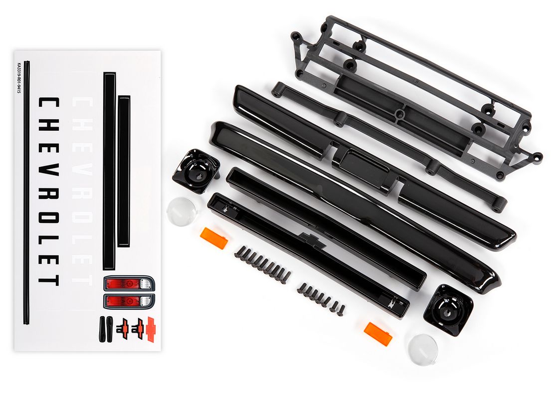 TRA9415 Traxxas Body accessories, Chevrolet C10, black (includes grille (upper & lower), headlight housings (left & right), bumpers (front & rear), mounting retainers and hardware)
