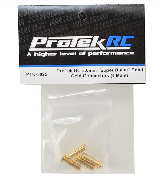 PTK-5022 ProTek RC 5.0mm "Super Bullet" Solid Gold Connectors (4 Male)