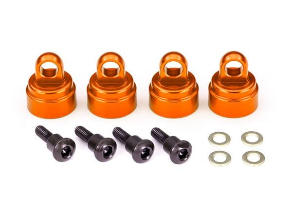 TRA3767T Traxxas Orange Aluminum Shock Caps (4)