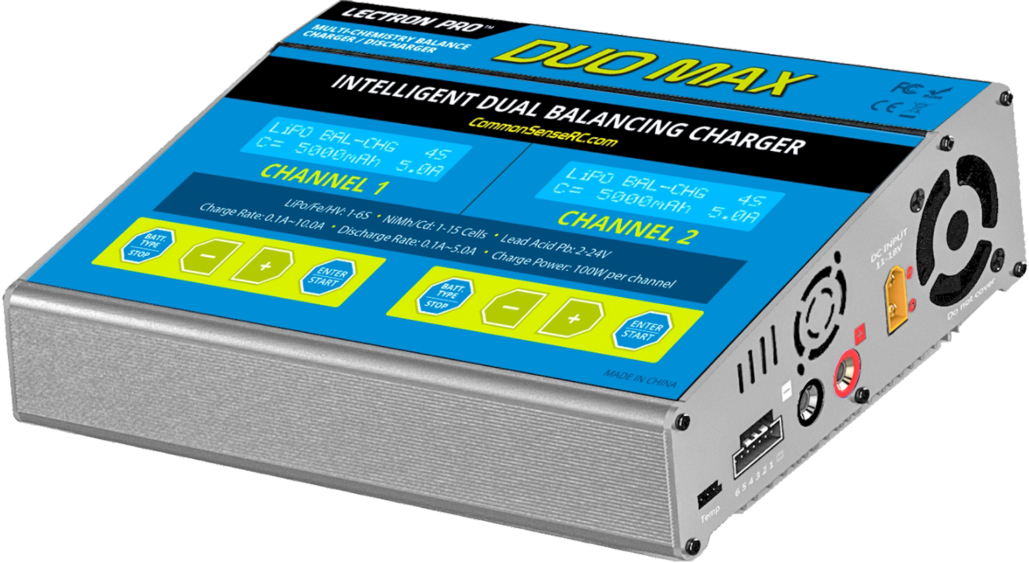 CSRCACDC-D200 Common Sense RC DUO MAX - 200W 10A Two-Port Multi-Chemistry Balancing Charger