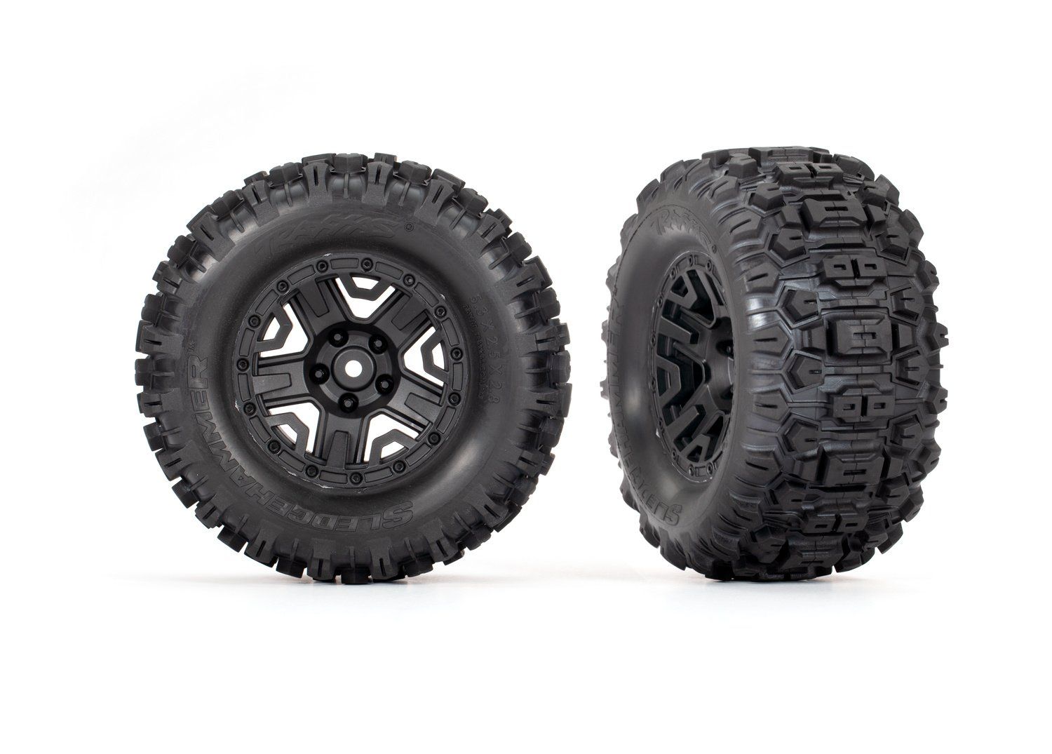 TRA3778 Traxxas 2.8" Black 5-Spoke Wheels & Sledgehammer Tires (2)