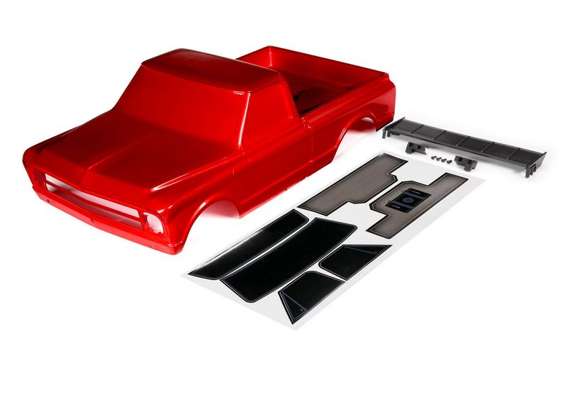 TRA9411R Traxxas Body, Chevrolet C10 (red) (includes wing & decals) (requires #9415 series body accessories to complete body)
