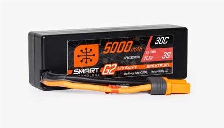 SPMX53S30H5 Spektrum 5000mAh 3S 11.1V Smart G2 LiPo 30C Hard Case; IC5