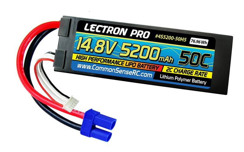 CSRC4S5200-50H5 Common Sense RC Lectron Pro 14.8V 5200mAh 50C Lipo Battery Hard Case with EC5 Connector
