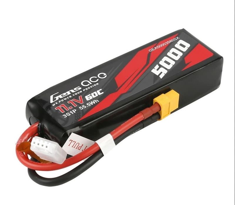 GEA50003S60SX Gens Ace 5000mAh 11.1V 60C 3S1P Short-Size Lipo Battery Pack with XT60 Plug