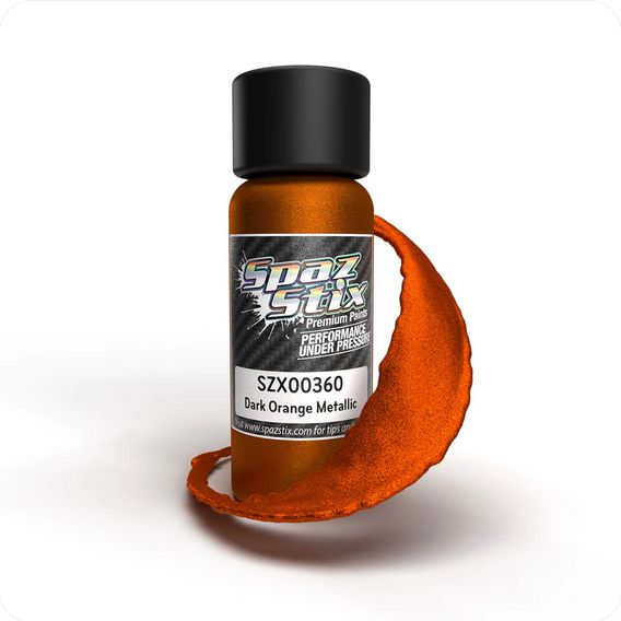 SZX00360 Spaz Stix Dark Orange Metallic Airbrush Ready Paint, 2oz Bottle