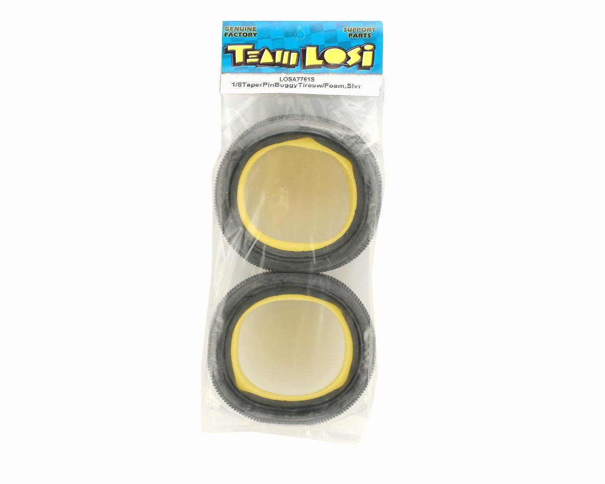 LOSA7761S Losi 1/8 Taper Pin Buggy Tires w/Foam (Silver) (2)