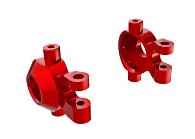 TRA9737-RED Steering blocks, 6061-T6 aluminum (red-anodized) (left & right)/ 2.5x12mm BCS (with threadlock) (2)/ 2x6mm SS (with threadlock) (4)