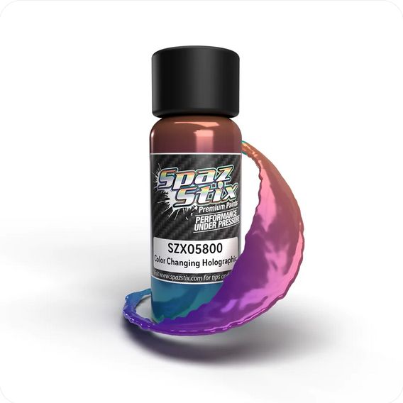 SZX05800 Spaz Stix Color Changing Airbrush Ready Paint, Holographic, 2oz Bottle