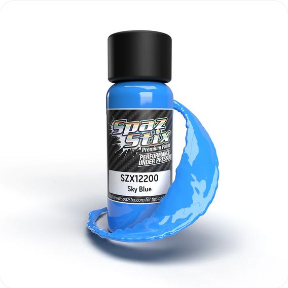 SZX12200 Spaz Stix Solid Sky Blue Airbrush Ready Paint, 2oz Bottle