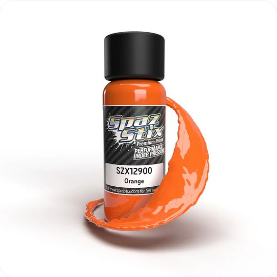 SZX12900 Spaz Stix Solid Orange Airbrush Ready Paint, 2oz Bottle