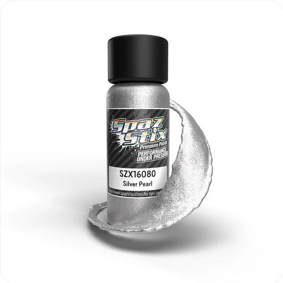 SZX16080 Spaz Stix Silver Pearl Airbrush Ready Paint, 2oz Bottle