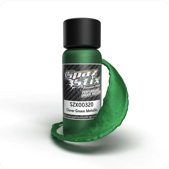 SZX00320 Spaz Stix Clover Green Metallic Airbrush Ready Paint, 2oz Bottle