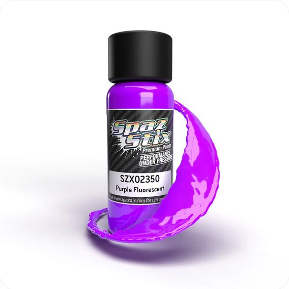 SZX02350 Spaz Stix Purple Fluorescent Airbrush Ready Paint, 2oz Bottle