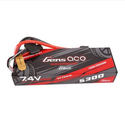 GEA532S60T3GT Gens Ace  G-tech 5300mAh 7.4V 60C 2S1P HardCase Lipo Battery Pack 24# with EC3 and Deans adapter for RC Car